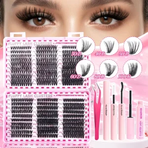 Europe United States Large Capacity Synthetic Hair False Eyelash Book Set 600 Cluster Thick Plastic Black Band 304050D6080100D