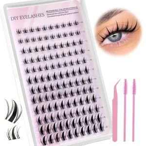 European American 12 Row Semi Hand Made Dense Style Thick False Eyelashes with Segmented Single Cluster Autumn Maple Leaf Design