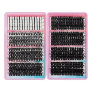 European American Cross border High grade Flat Fiber Fairy Lashes 40P 60P 80P 100P Segmented Cluster Eyelashes Back