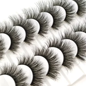 European American Curls 3D Thick False Eyelashes Vegan Handmade Fluffy Messy Style 8 Pairs Lengths 15mm 25mm