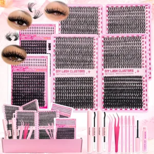 European & American DIY Cluster Lash Set 660 D Curl Clusters Thick & Curly Individual Eyelashes