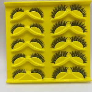 European American Handmade Stage Full Strip Eyelashes 16mm Synthetic Hair with Black Stem Natural Soft Yihe Brand