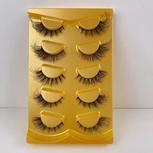 European American Stage Full Strip 3D Synthetic Fiber Eyelashes Thin Black Stem Natural Long Korea Silk Material 8 15mm