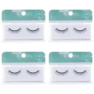 European American Stage Makeup Full Strip Handmade Human Hair Eyelashes Thickness Natural Soft Black Stem Long Reusable