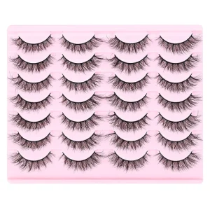 European American Style 14-Pair Pack Thick Curl Natural Three-Dimensional One-Piece Fluffy Eyelashes Handmade Full Strip