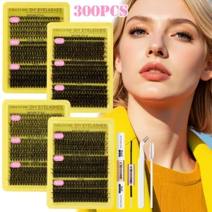 European & American Style 3 Style Mixed Pack Individual Cluster Lashes with Glue & Tweezers Set D Curl Natural Thick Lashes