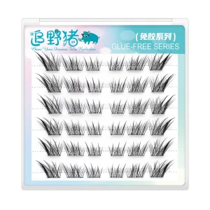 European American Style Thick Segmental False Eyelashes Reusable Natural Long Naughty Elf Design No Glue Removal Required