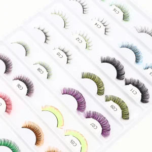 European and American Handmade False Eyelashes Thick Natural Curls with Hard Stems Colored Eyelashes Single Pair