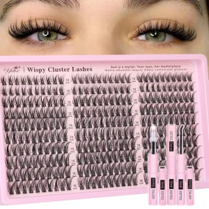 European&American DIY Lash Clusters Thick Curly 32 Rows 640 Clusters European American Individual Eyelashes Natural Customizable
