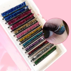 Exaggerated Grafts Glitter Embellishment Natural Long Handmade False Eyelash Extensions Synthetic Hair Curling Stage Party