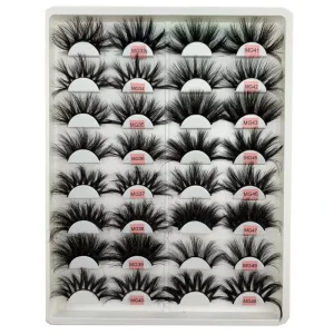 Extra Dramatic 25MM 3D Super Fluffy Long Thick Curl Custom Logo Full Strip Mink Eyelashes Complete with Eyelash Case
