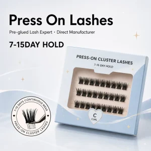 Eye Lashes Cluster No Glue Needed Press On Eyelash DIY Lash Clusters 7 15 Day Long Lasting Wispy Style Custom Box CE Certified