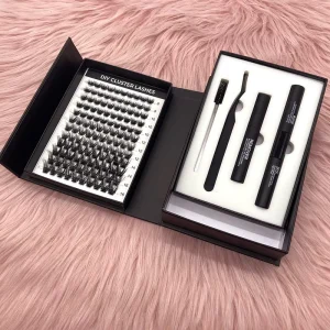 Eyelash Cluster DIY Kits Magnetic Box Synthetic Fiber Lash Extension Kit DIY 280Pcs Lash Clusters with Bond and Seal