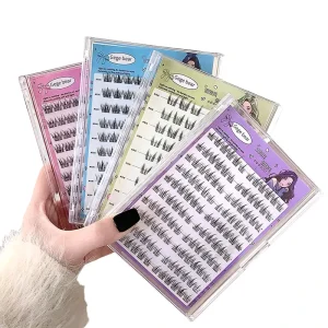 Eyelash Clusters Glueless 3D Lashes Sunflower Wide STEMMED Fish Tail C Curl Self Adhesive Segmented Eyelash Press on Lashes