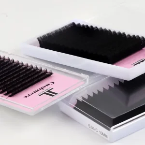 Eyelash Extension Individual C Curl Mink 0.07mm Matte Black Packaging Box Brand Logo Hand Made Vegan Cruelty Free