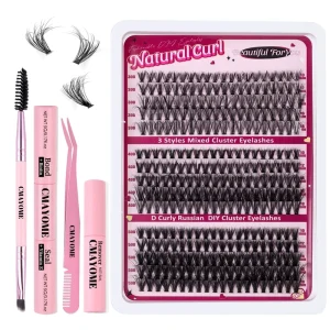 Eyelash Extension Kit 300pcs Individual Eyelashes Kit Cluster Lashes Natural Cluster 10 18mm Lash Extension Kit