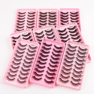Eyelash Factory Reusable Natural Eyelashes Real Mink Lashes Full Strip Eyelashes 10 Pairs Packing