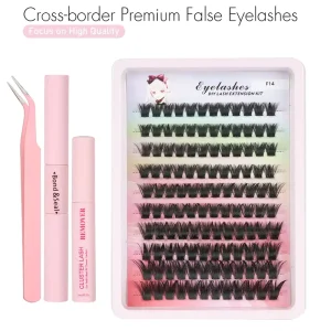 F14 Devil Style DIY Cluster Lashes Wispy Volume Individual Segment Eyelash Extensions Thin Band 60 Rows