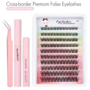 F20 DIY Cluster Lashes Wispy Volume Individual Segment Eyelash Extensions Thin Band 60 Rows Mixed Length