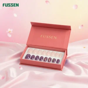 FUSSEN Eco Friendly Foldable Magnetic Paper Box Custom Logo With Foam Insert for Press on Nails Beauty Packaging