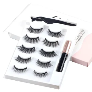 FX N01 Natural False Eyelashes Magnetic Eyelash Kit Mix Faux Mink Thick Full Strip Eyelashes Magnets Custom Logo Glue Free Lashes