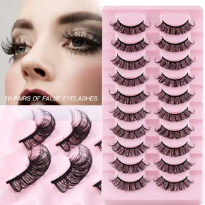 FX S253 10 Pairs Lashes DD Curl Russian Eyelashes Handmade Synthetic Full Strip Eyelashes Customize False Eyelashes