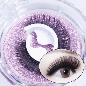 FX W013 Eye Lashes Natural Style Full Strip Eyelashes Synthetic Fiber False Eyelashes Glue Free Lashes Press On Lash