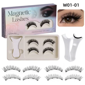 Factory 2 Pairs Magnetic Eyelashes Natural Wispy 3D False Lashes with Applicator Reusable No Glue Needed