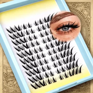 Factory Bulk Supply Cruelty Free Vegan 40D 50D D Curl Mixed Length Soft Thin Band DIY Extension Segmented Cluster Eyelashes