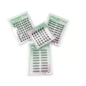 Factory Direct Glue Free Press on Cluster Eyelashes Self Adhesive DIY Lashes Trays Waterproof Reusable False Eyelash Segments