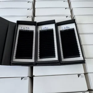 Factory Direct High Gloss Flat Eyelash Extension 0.10mm LD Curl Flat Volume Lashes Split Tip Lashes Trays