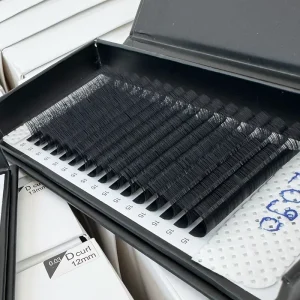 Factory Direct Matte Black Easy Fan Eyelash Extension 0.07 M Curl 1s Blooming Eyelashes Russian Volume Lashes Trays