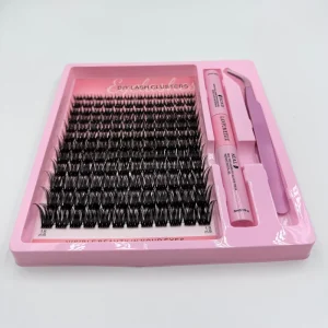 Factory Direct Sales Handmade Persistent for Cluster Lashes Custom Logo Pre Glued Synthetic Hair Eyelashes