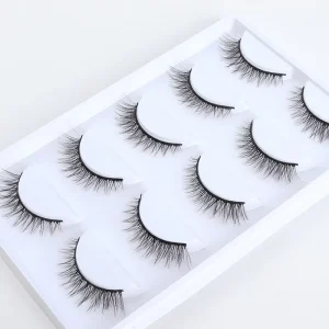 Factory Direct Supply Five Pairs Long Natural Synthetic Hair False Eyelashes Cross Three dimensional Multi layer Plastic Black