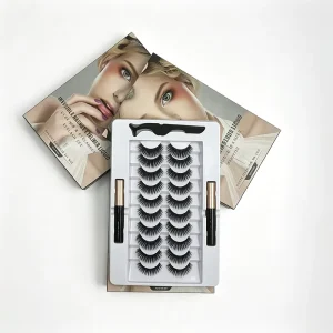 Factory Direct Supply Handmade 10 Pair Light Weight Synthetic 3D Magnetic Reusable Eyelashes Invisible Band Curly Realistic