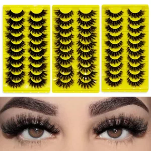 Factory Eyelash Strips 3D Fine Fiber False Eyelashes 10 Pairs PBT Natural Black Handmade Reusable Customizable Eyelash