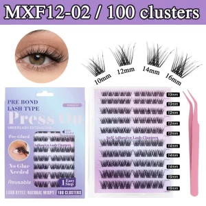 Factory Handmade Glue Free Half Lashes Self Adhesive Reusable Eyelashes Press on Cluster Lashes 3D Lash Custom Packaging