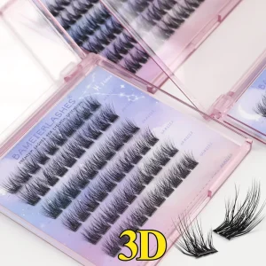Factory Handmade Self Adhesive Diy Lashes Superfine Band Pre Cut Press On Segment Eyelashes Pre Bond No Glue Cluster Diy Lashes