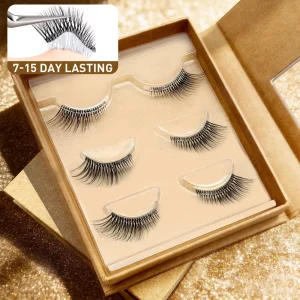 Factory Handmade Waterproof False Eyelashes No Needed Pre Glued Self Adhesive Clear Band Strip Half Lashes Cluster