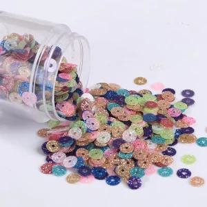 Factory High Quality Eco Friendly Heat Resistant PET Loose Spangle Glitter 6mm Sequins Paillettes 150micron Thickness