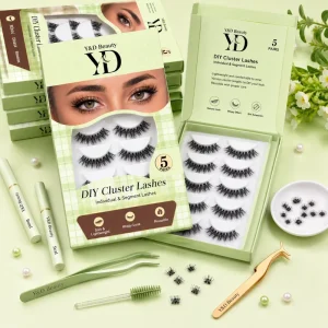 Factory Lash Strips 3d Silk Natural Eyelashes Wispy Vegen False Eyelashes5 Pairs Faux Mink Lash Set Custom Lashes Box
