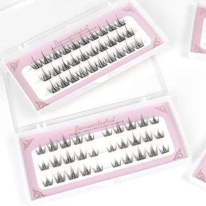 Factory Price 1 Step Wearing Wispy Cluster Lashes Pre adhesive Press On Eyelash Extensions