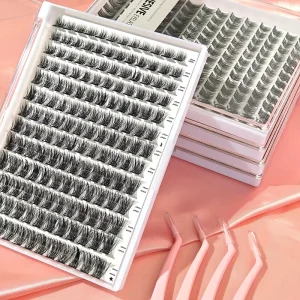 Factory Price 6-16mm Pre Cut Segment Press on Pre Glue Eyelashes Self Adhesive DIY Cluster Lashes Lash Trays Lash Extension