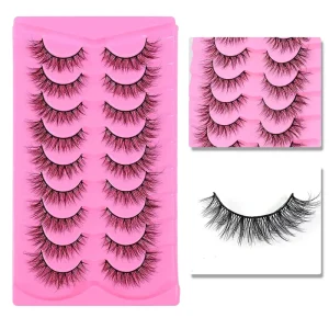 Factory Price Custom 9-pairs 57 Pairs Fluffy Lash Strips Vegan 3D Faux Mink Lashes Faux Mink False Eyelashes