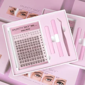 Factory Price Custom Logo C Curl Thin Band 8-16mm Fluffy Self Grafting With Lash and Bond Segment Cluster DIY Lash Kit