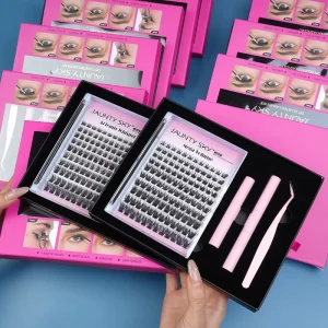 Factory Price Custom Logo DIY Lash Sets Self Grafting D Curl Custom Eyelash Cluster Kit Wispy Style Pre Cut Segment
