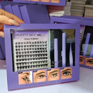 Factory Price Custom Logo Pre Cut Segment D Curl at Home Wispy Style DIY Lash Sets Custom Eyelash Cluster Kit