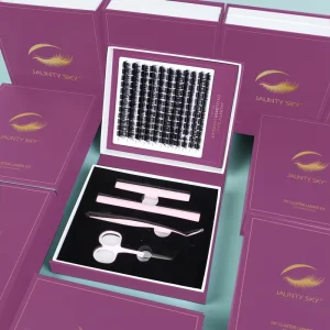 Factory Price Customizable Diy Extension Kit Superfine Band Eyelashes DIY Cluster Lashes Pre Cut C D Curl Segment