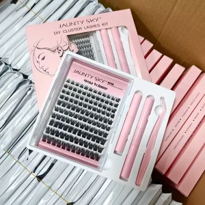 Factory Price Customized Cluster Diy Lash Extension Kit C D Curl Thin Band Pre Cut Segment Diy Lash Cluster 8 16mm Mixed Tray