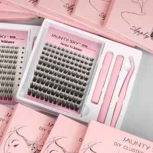Factory Price DIY Cluster Trays 8 16mm Pre Cut Segment Eyelashes Clusters Customize Lash Extension Kit With Lash and Bond